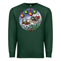 Sports Green santa claus with deer christmas ornament Premium Sweatshirt - BundleAndBundleShop