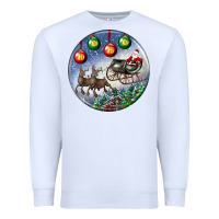 White santa claus with deer christmas ornament Premium Sweatshirt - BundleAndBundleShop