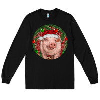 Black Pig Christmas Long Sleeve Tee - RanaPortraitStore