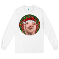 White Pig Christmas Long Sleeve Tee - RanaPortraitStore