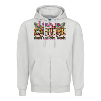 Dove Grey i run on caffeine chaos and cuss words Zipper Hoodie - Zillion Design Studio