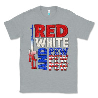 Heather Grey red white and pew pew pew Classic Tee - texasbilliewilder