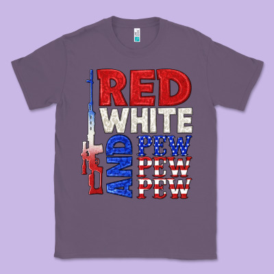 Classic Tee red white and pew pew pew