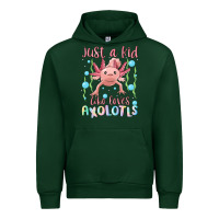 Forest Green just a kid who loves axolotls Urban Hoodie - MaliasSmallBusiness