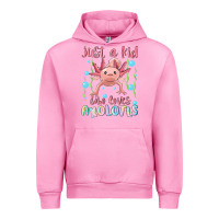 Fuchsia Pink just a kid who loves axolotls Urban Hoodie - MaliasSmallBusiness