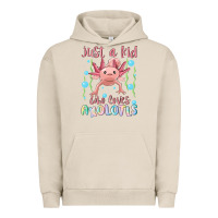 Pigment French Oak just a kid who loves axolotls Urban Hoodie - MaliasSmallBusiness