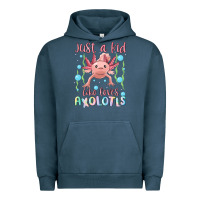 Pigment Midnight Navy just a kid who loves axolotls Urban Hoodie - MaliasSmallBusiness