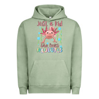 Pigment Oil Green just a kid who loves axolotls Urban Hoodie - MaliasSmallBusiness