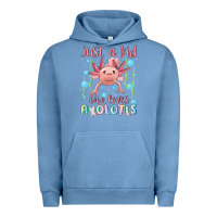 Pigment Pebble Blue just a kid who loves axolotls Urban Hoodie - MaliasSmallBusiness