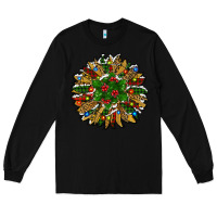 Black Leopard Christmas Sunflower Long Sleeve Tee - RanaPortraitStore