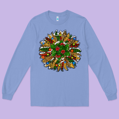 Long Sleeve Tee Leopard Christmas Sunflower
