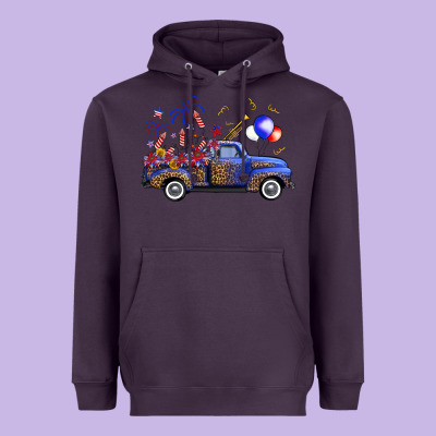 Western Truck Fourth Of July Heavyweight Hoodie Designed By Fadigitalartstudio