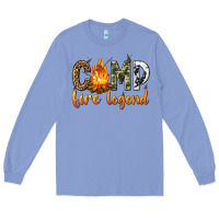Colony Blue camp fire legend with fire Long Sleeve Tee - texasbilliewilder