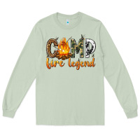 Matcha camp fire legend with fire Long Sleeve Tee - texasbilliewilder