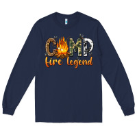 Navy camp fire legend with fire Long Sleeve Tee - texasbilliewilder