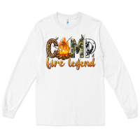 White camp fire legend with fire Long Sleeve Tee - texasbilliewilder