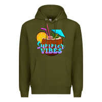 Army Green summer vibes coconut drink Premium Hoodie - Jasminsmagicworld