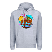 Heather Grey summer vibes coconut drink Premium Hoodie - Jasminsmagicworld