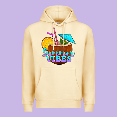Summer Vibes Coconut Drink Premium Hoodie Designed By Jasminsmagicworld