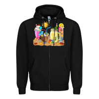 Black summer drinks coffee cups Zipper Hoodie - texasbilliewilder