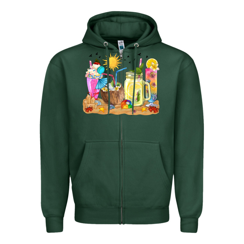 Summer Drinks Coffee Cups Zipper Hoodie by texasbilliewilder | Teevron