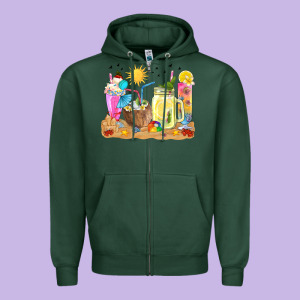 Summer Drinks Coffee Cups Zipper Hoodie Designed By Texasbilliewilder
