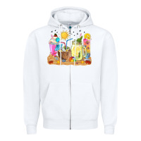 White summer drinks coffee cups Zipper Hoodie - texasbilliewilder