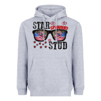 Heather Grey star spangled stup Heavyweight Hoodie - CowhideDigitalArt