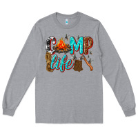 Heather Grey camp life Long Sleeve Tee - texasbilliewilder