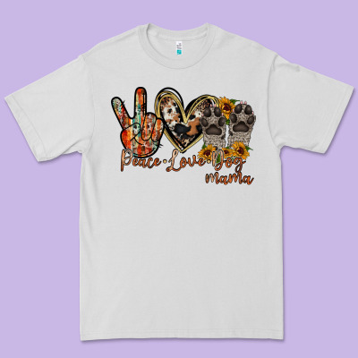 Peace Love Dog Mama Premium Tee Designed By Racoondesign