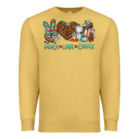 Antique Gold peace love coffee Premium Sweatshirt - AdoDesignShop