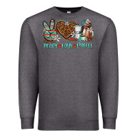 Charcoal Heather peace love coffee Premium Sweatshirt - AdoDesignShop