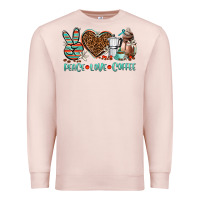 Pale Pink peace love coffee Premium Sweatshirt - AdoDesignShop