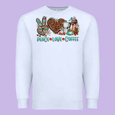 Peace Love Coffee Premium Sweatshirt Designed By Adodesignshop