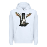 White alpine goat head Premium Hoodie - LillyAllenDesigns