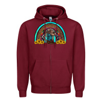Burgundy western cowboy boots sunflowers rainbow Zipper Hoodie - RanaPortraitStore