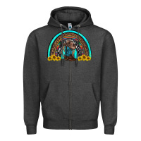 Charcoal Heather western cowboy boots sunflowers rainbow Zipper Hoodie - RanaPortraitStore
