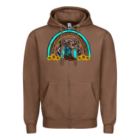 Chestnut western cowboy boots sunflowers rainbow Zipper Hoodie - RanaPortraitStore