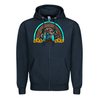 Navy western cowboy boots sunflowers rainbow Zipper Hoodie - RanaPortraitStore