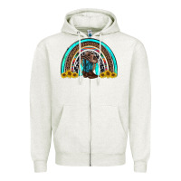 Oatmeal Heather western cowboy boots sunflowers rainbow Zipper Hoodie - RanaPortraitStore