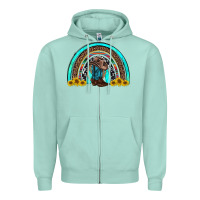 Seafoam western cowboy boots sunflowers rainbow Zipper Hoodie - RanaPortraitStore