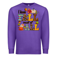 Purple i love fall most of all Premium Sweatshirt - AdoDesignShop