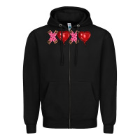 Black valentine's day xoxo heart balloon Zipper Hoodie - RanaPortraitStore
