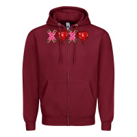 Burgundy valentine's day xoxo heart balloon Zipper Hoodie - RanaPortraitStore