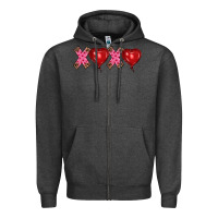 Charcoal Heather valentine's day xoxo heart balloon Zipper Hoodie - RanaPortraitStore