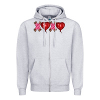 Heather Grey valentine's day xoxo heart balloon Zipper Hoodie - RanaPortraitStore