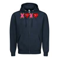 Navy valentine's day xoxo heart balloon Zipper Hoodie - RanaPortraitStore