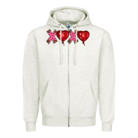 Oatmeal Heather valentine's day xoxo heart balloon Zipper Hoodie - RanaPortraitStore