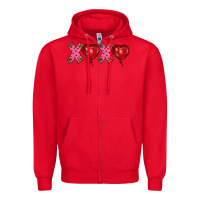 Red valentine's day xoxo heart balloon Zipper Hoodie - RanaPortraitStore