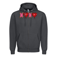 Valentine's Day Xoxo Heart Balloon Zipper Hoodie | Teevron